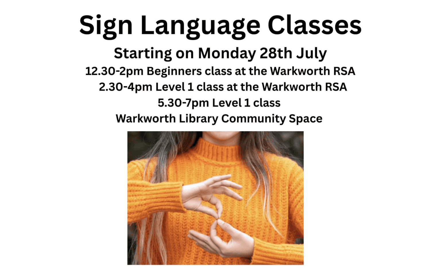 Local Class Sign Language Classes Warkworth - Local Matters